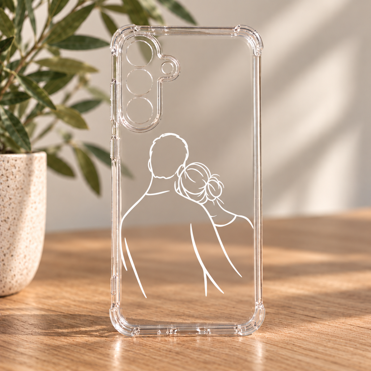 Line Stories Samen – Transparant Telefoonhoesje voor Samsung Galaxy A57 – Lijntekening – Man en Vrouw – Schokbestendig